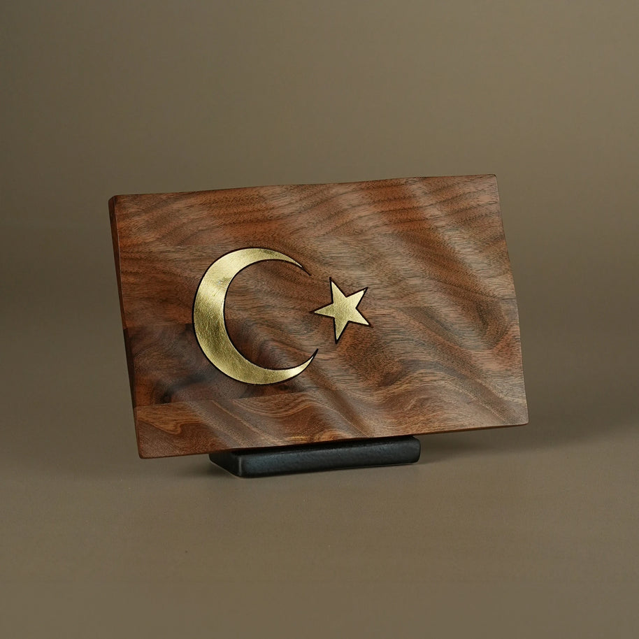 Ahşap Türk Bayrağı (Masaüstü) • Ay Yıldız