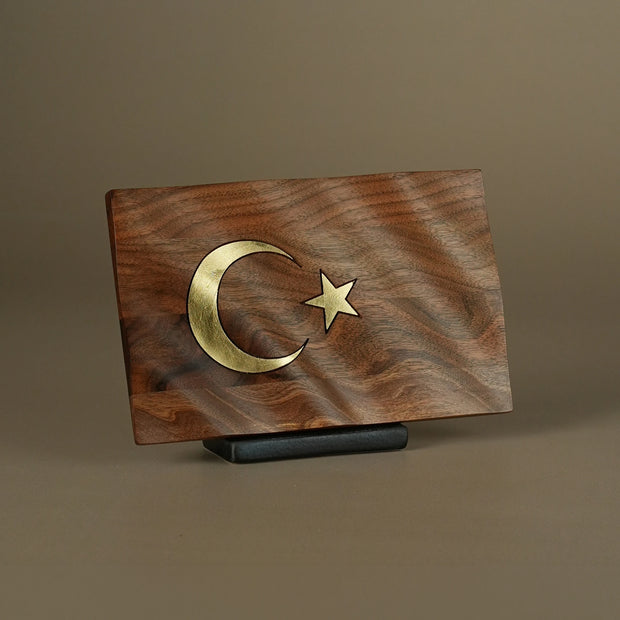 Ahşap Türk Bayrağı (Masaüstü) • Ay Yıldız