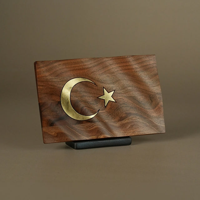 Ahşap Türk Bayrağı (Masaüstü) • Ay Yıldız