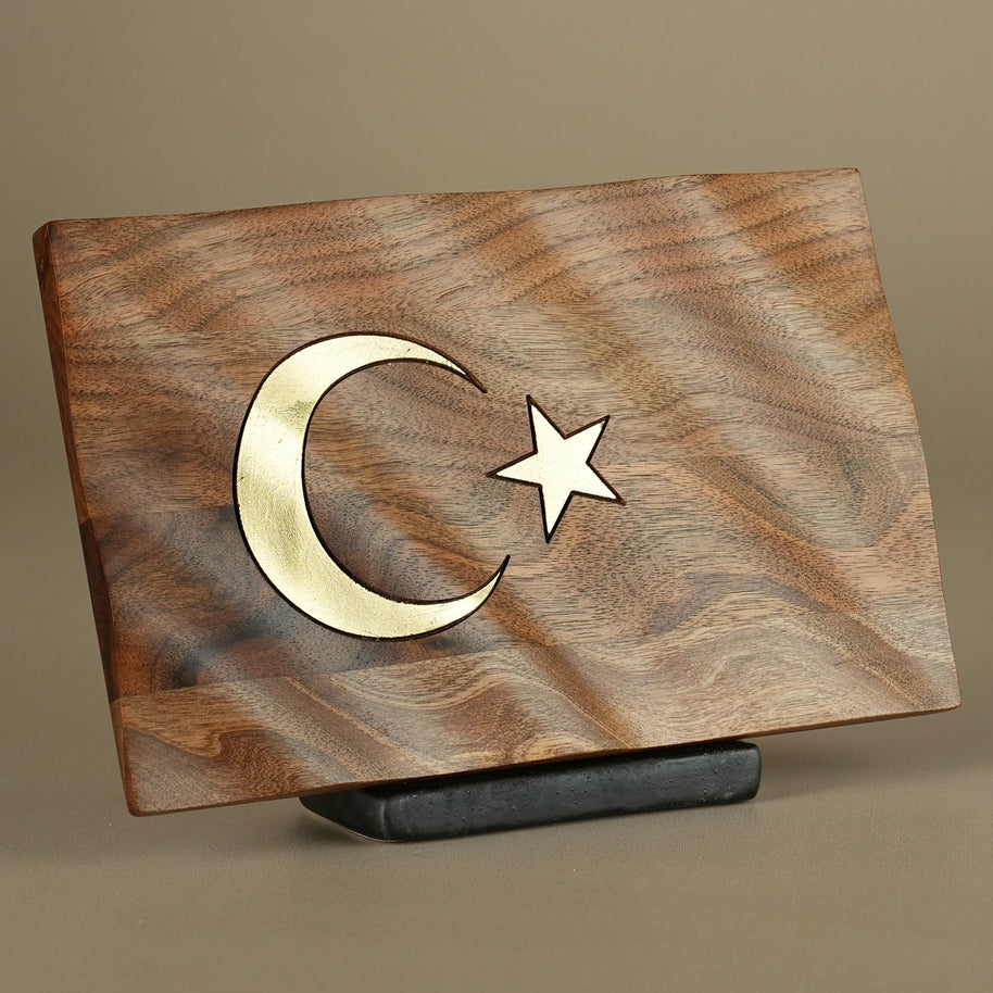 Ahşap Türk Bayrağı (Masaüstü) • Ay Yıldız