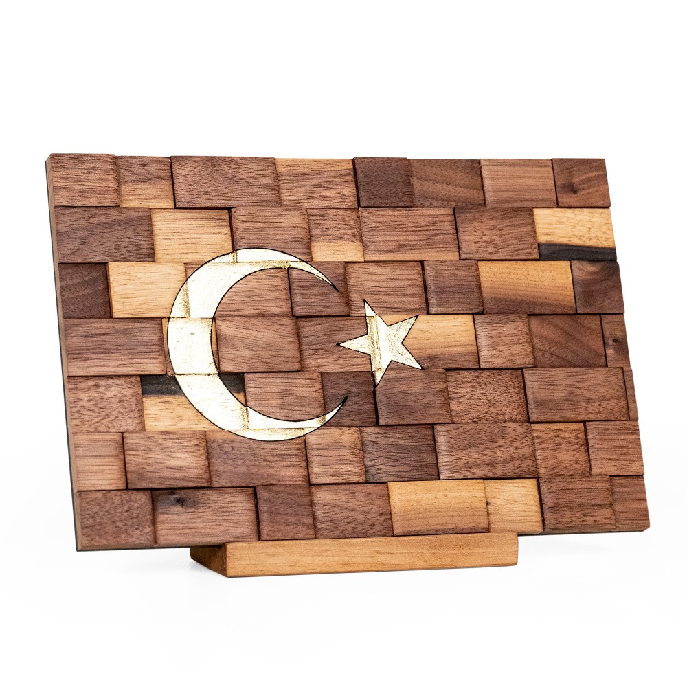 Ahşap Türk Bayrağı (Masaüstü)