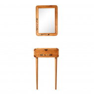 Meşe Ahşap Aynalı Dekoratif Oval Dresuar